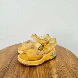 Vintage McKids Yellow Floral Strapback Jelly Sandals Girls Size 5